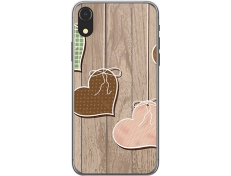 Carcasa iPhone XR TUMUNDOSMARTPHONE Corazones Madera Multicolor