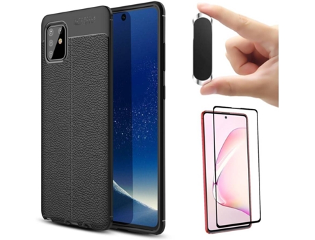 Carcasa, Protector y Soporte Samsung Note 10 lite Rugged Leather Negro