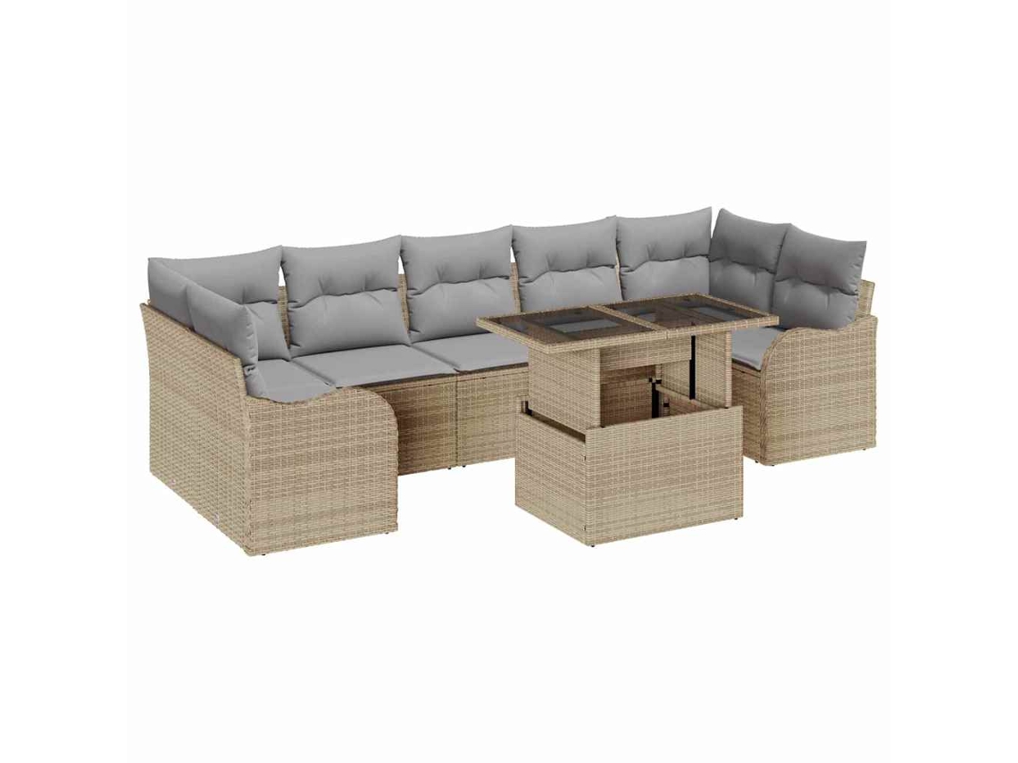 Maison Exclusive - Conjunto De Sofá De Jardín Con Cojín 8 Pcs Beige Poliratán