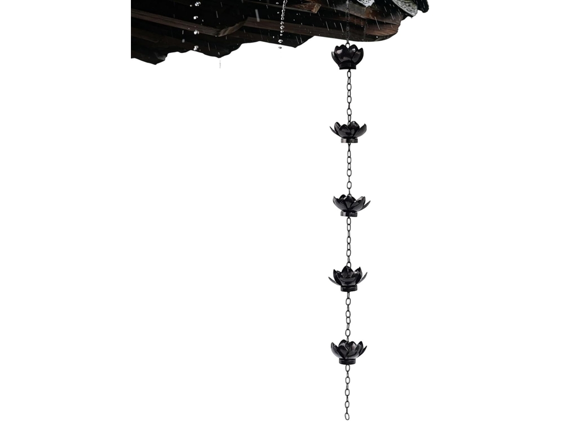 Colector De Lluvia Genérico Flor De Hierro Ajustable, Cadenas De Lluvia Para Canalones, Aleros, Terraza, Patio Trasero,