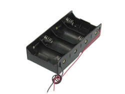 Portapilas D 4x1.5v Negro Con Cables, Carcasa De Acero Y Plástico, Tamaño 13.8x7x3.1cm, Pilas No Incluidas.