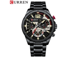 Reloj De Negocios Para Hombre (negro) De Acero Inoxidable, Cuarzo, Fecha, Seis Manecillas, Pantalla Luminosa Multifuncional.