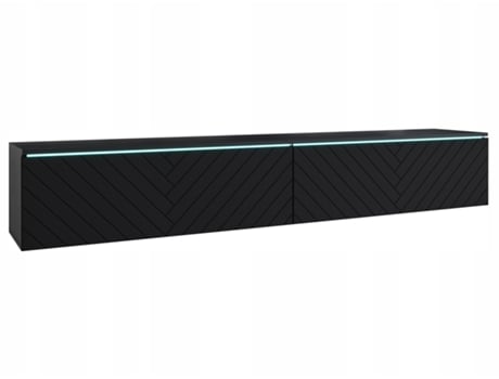 Mueble TV Lowboard D180 Negro grafito/Chevron Negro grafito, Número de puertas: 2 (180x30x31 cm)