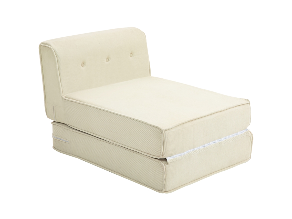 Sofá Cama Plegable Con Respaldo Capitoné, Sillón Convertible, Cama De Invitados, Sala De Estar, Oficina, Blanco Crema