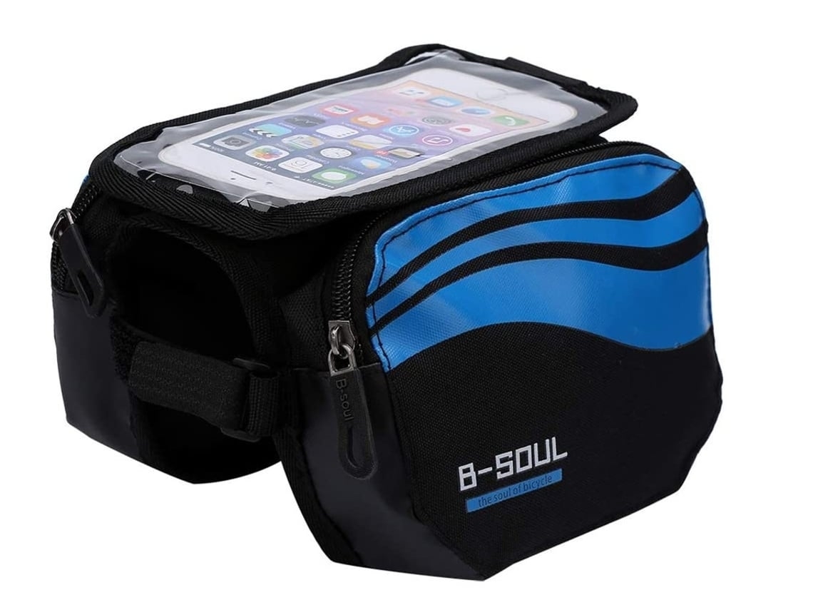 Bolsa delantera para quad, bolsa para bicicleta, bolsa doble de tela con pantalla táctil para bicicleta de carretera, bicicleta de montaña, azul Gusshious