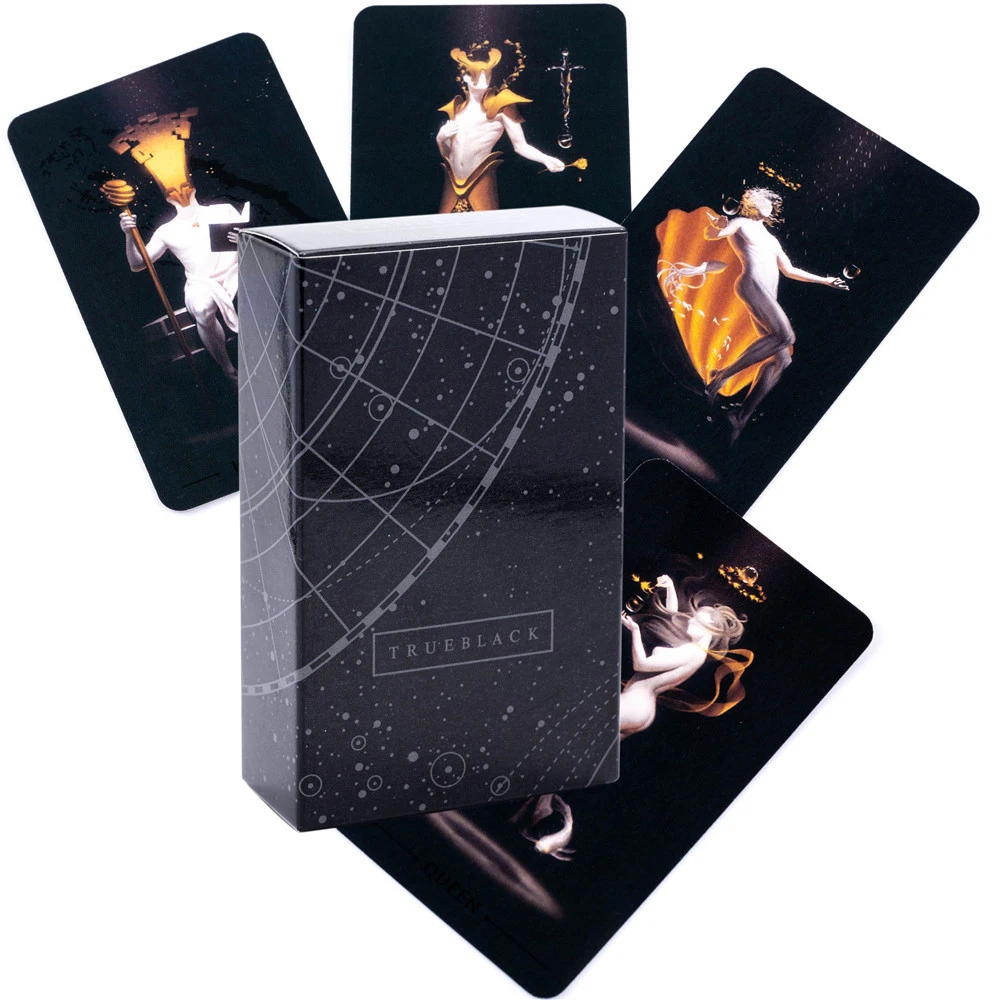 Juego De Tarot Negro Verdadero De 78 Cartas: Juego De Adivinación, Regalo, Juego De Mesa, Oráculo Y Adivinación.