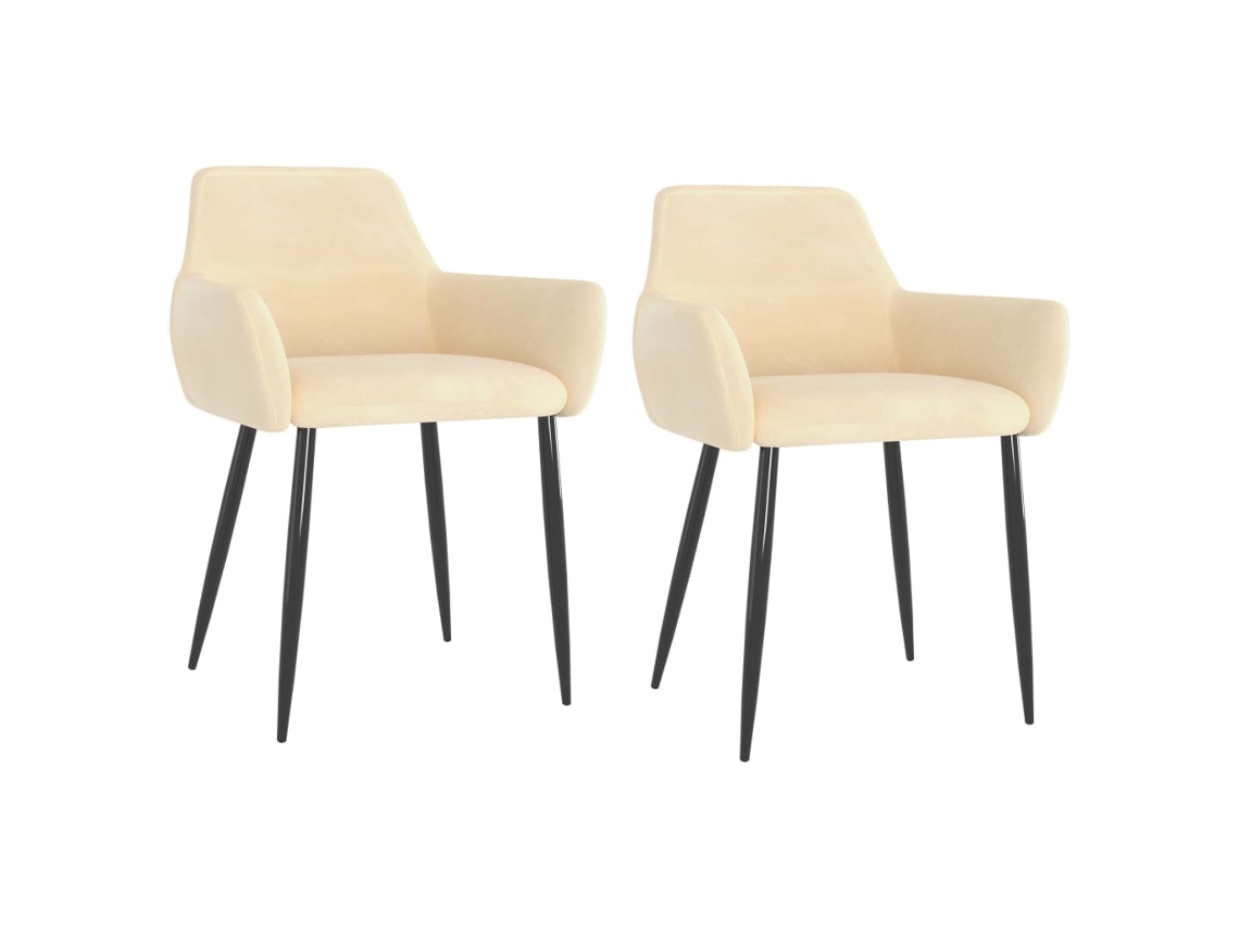 vidaXL Sillas de comedor 2 unidades terciopelo crema