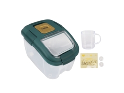 Caja de almacenamiento de arroz con tapa transparente, impermeable, 5 kg, color verde, para el hogar