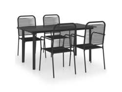 vidaXL Set de comedor de jardín de 5 piezas vidrio y acero negro