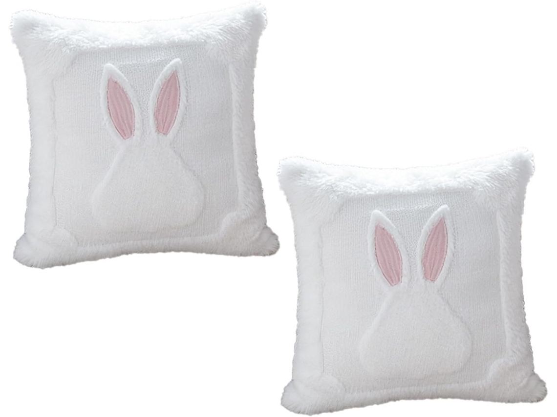 Juego De 2 Fundas De Almohada Decorativas Con Conejitos De Peluche, Temática De Pascua, Sin Relleno