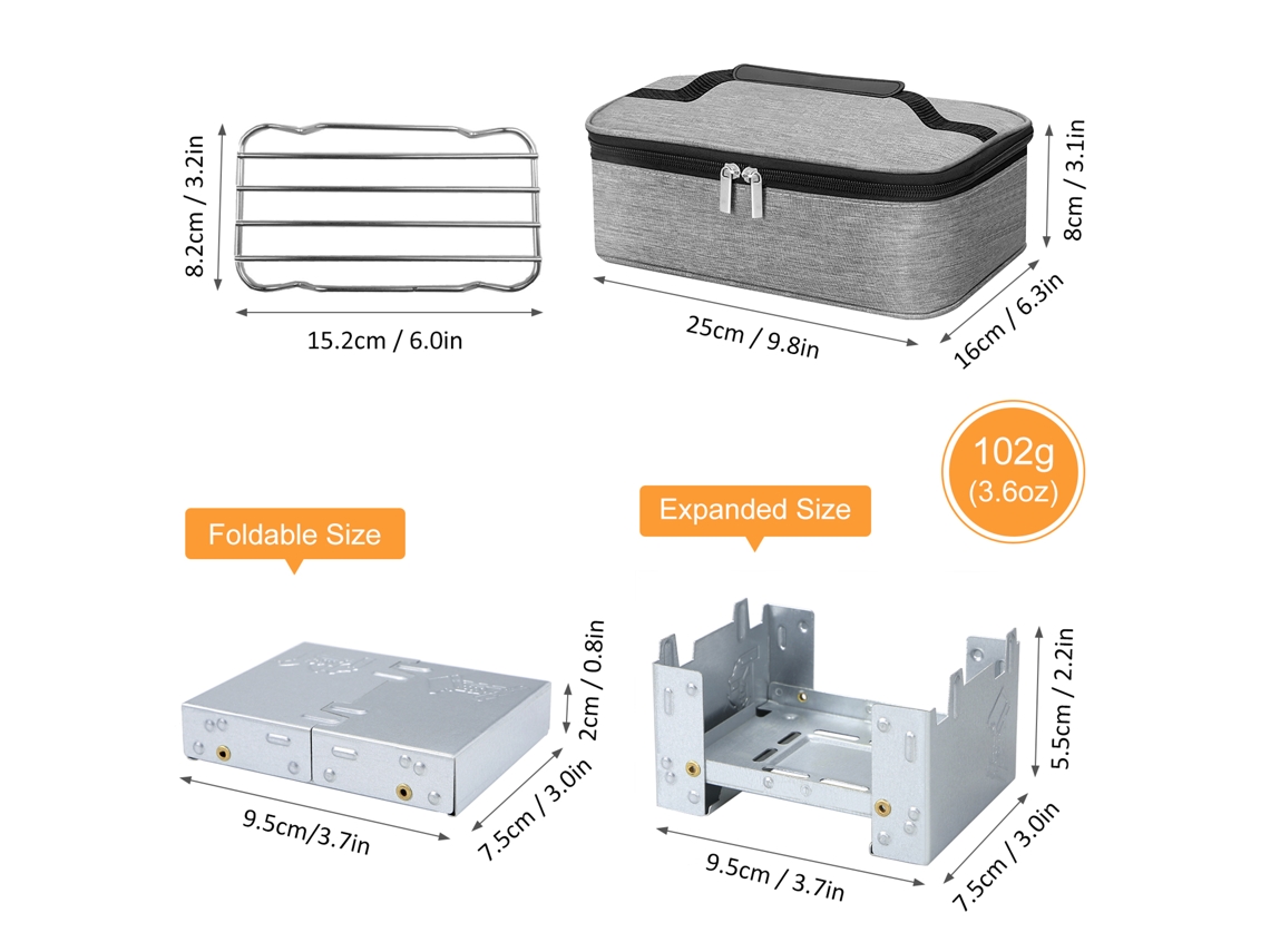Kit De Almuerzo De 800 Ml Con Hornillo Plegable, Rejilla Para Cocinar Al Vapor Y Bolsa Isotérmica.