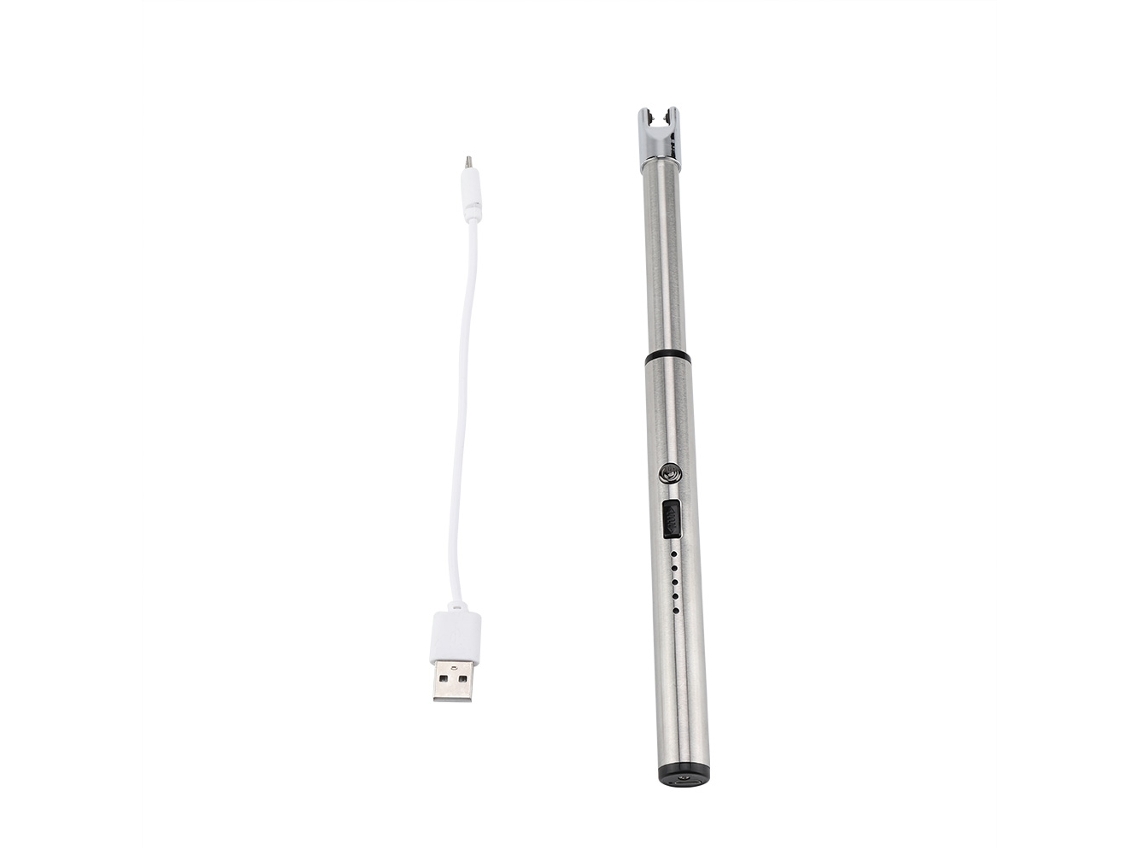 JILLIOPER Encendedor Eléctrico de Arco de Pulsos, Recargable por USB, A prueba de Viento para Cocina y Velas (Plata)