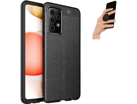 Carcasa y Suporte Popsocket Samsung A72 5G PHONESHIELD Rugged Leather Anti choque Negro