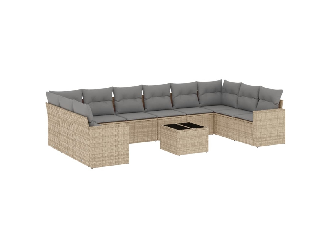 Maison Exclusive - Set De Sofás De Jardín 11pzas Con Cojines Ratán Sintético Beige
