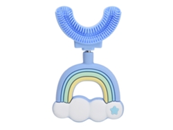 Cepillo De Dientes De Silicona De Grado Alimenticio En Forma De U Con Diseño De Dibujos Animados Para Niños De 2 A 6 Años, Azul