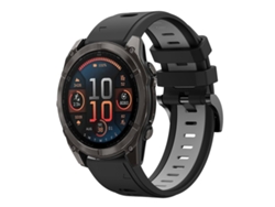 Bracelete Para Garmin Fenix 8 Amoled (51mm) - Silicone Esportivo - Duas Cores (26mm) Preto + Cinza