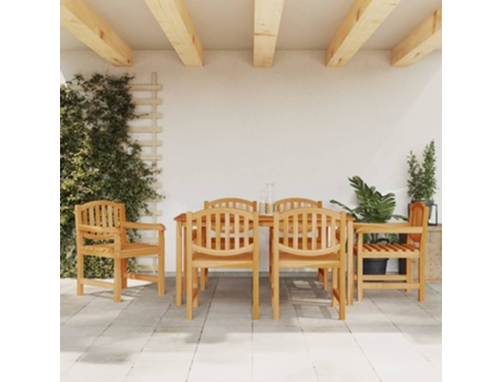 Conjunto 7 Juego De Comedor Para Jardín VIDAXL Marrón Madera