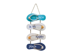 2026-cartel Colgante Chanclas Náuticas "the Beach Is My Happy Place" Para Decoración Hogar 8.5x20 Pulgadas