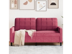 Sofá De 2 Plazas De Terciopelo Rojo Tinto 140 Cm