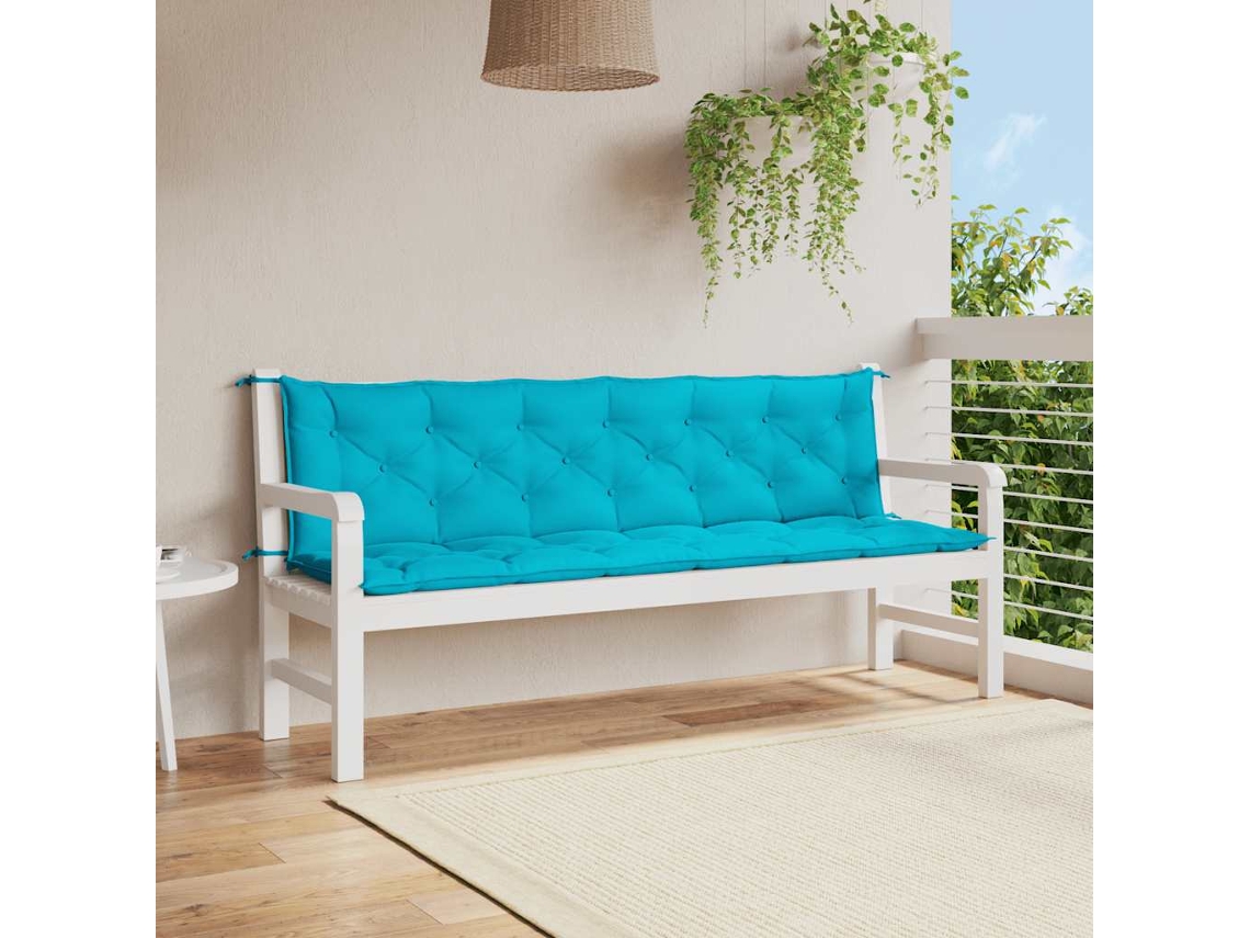 Cojines para banco de jardín, 2 unidades, 200x50x7cm, tela turquesa HARLANV1