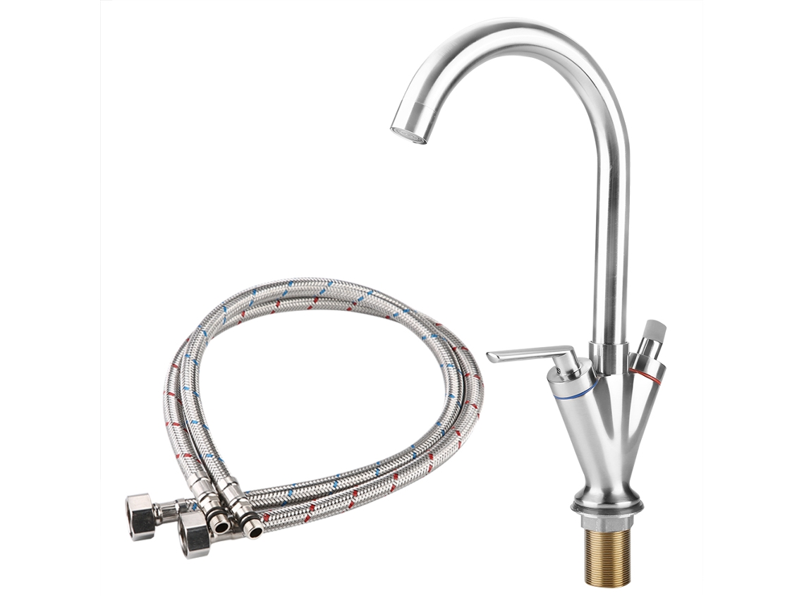 Grifo de cocina de níquel cepillado con agua caliente y fría (g3/8)