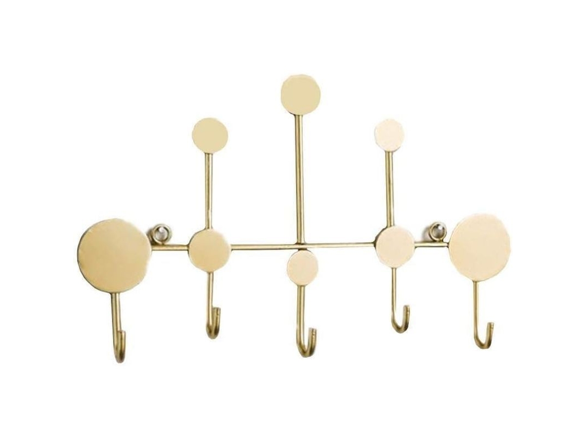 Perchero De Pared Creativo Con Ganchos Metálicos, Material De Hierro Forjado, Dorado, 20x32cm