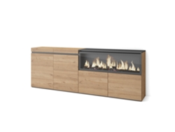 Aparadores para salón, 210, 4 Puertas, Chimenea eléctrica XXL, Roble SKRAUT HOME