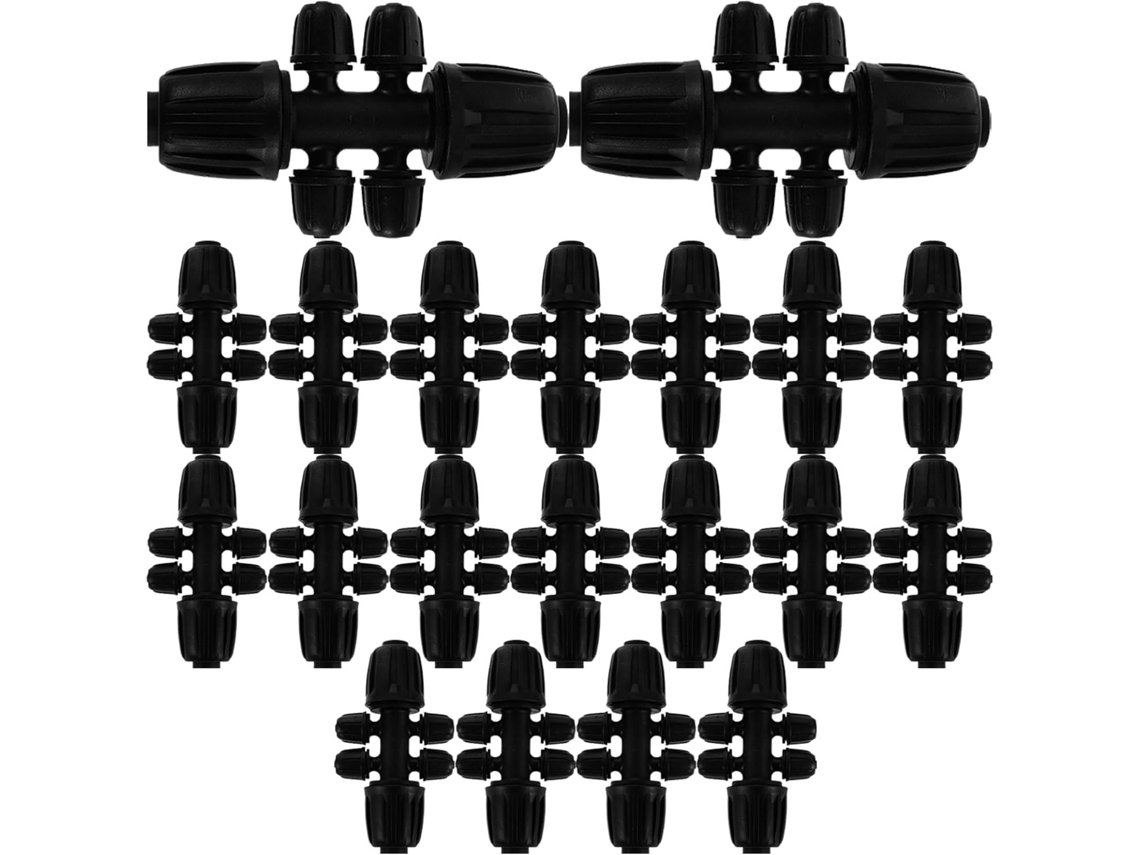 Kichouse Juego De 24 Accesorios Para Riego Por Goteo: Tes Reductoras Con Conectores De Natación Con Bloqueo Para