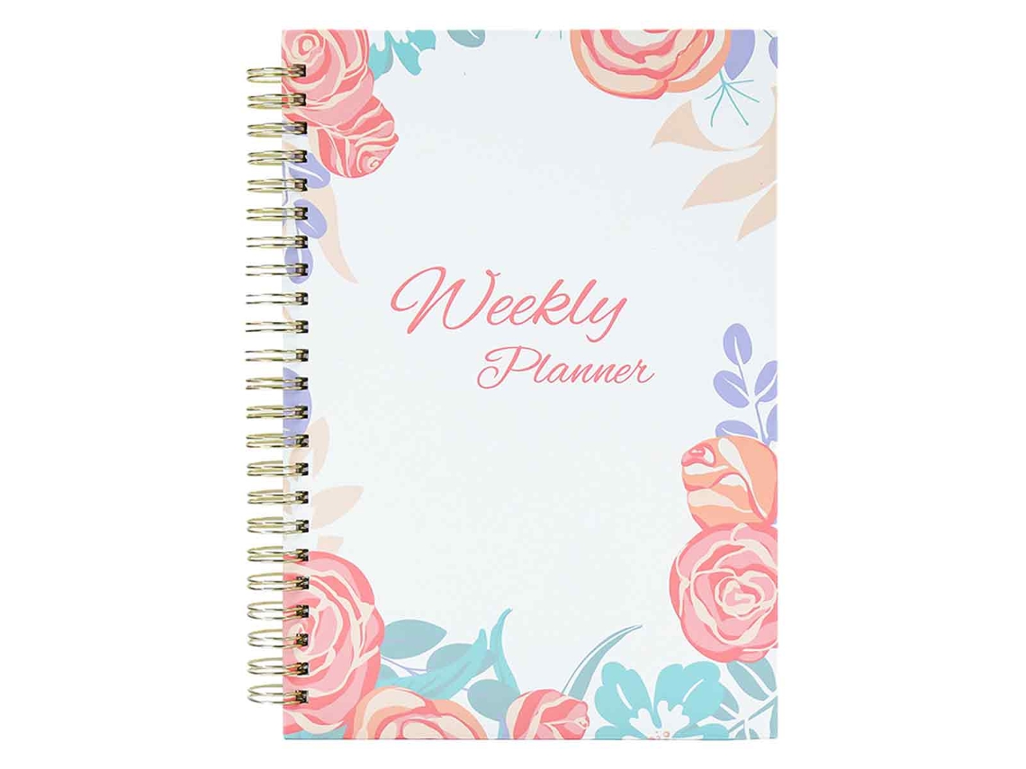 Planificador semanal 2023-2024, cuaderno A6, calendario inglés, bloc de notas en espiral, Kofihety