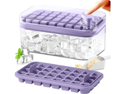 Bandeja Para Cubitos De Hielo Con Tapa Y Recipiente, 64 Moldes Para Cubitos De Hielo, Bandeja De Fácil Desmolde Con Botón De Liberación. Panoona