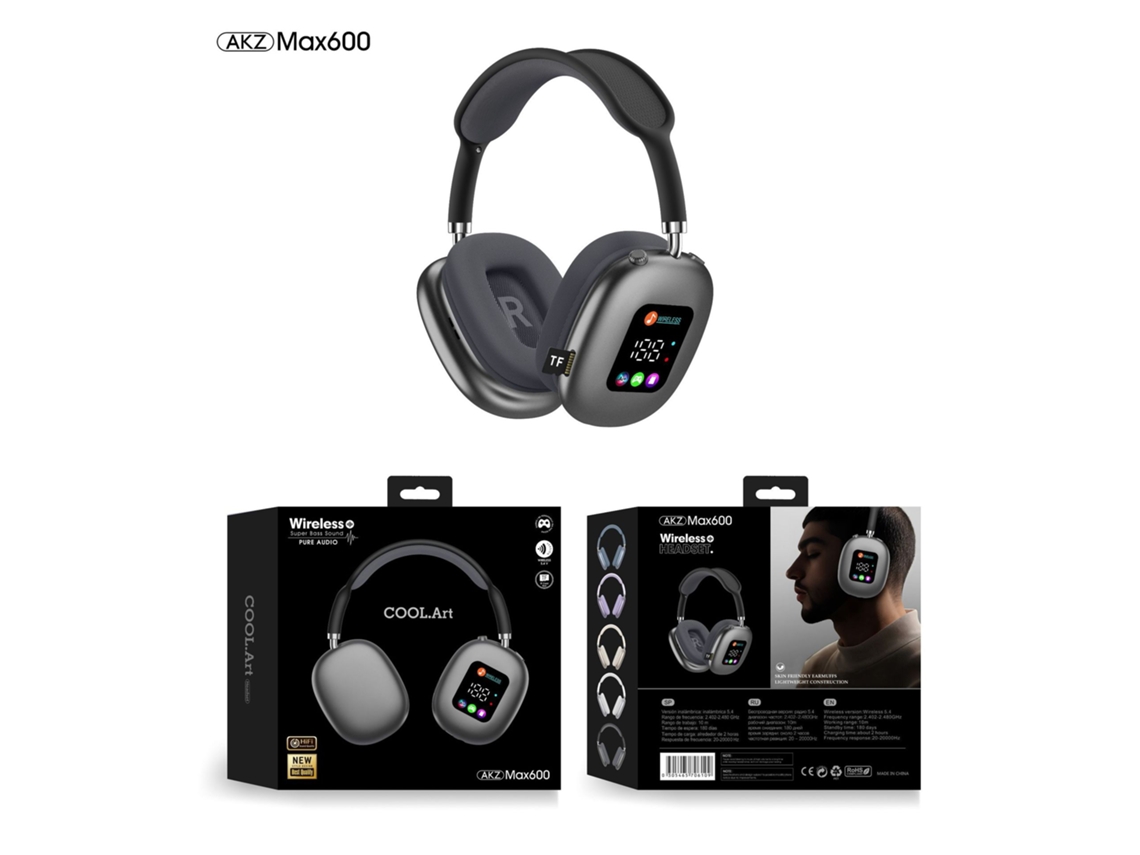 Auriculares Bluetooth 5.3 Supra-auriculares - Compatíveis Com Função De Chamada - Max600 Preto 