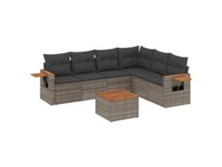 Maison Exclusive - Set De Sofás De Jardín 7 Piezas Con Cojines Ratán Pe Gris