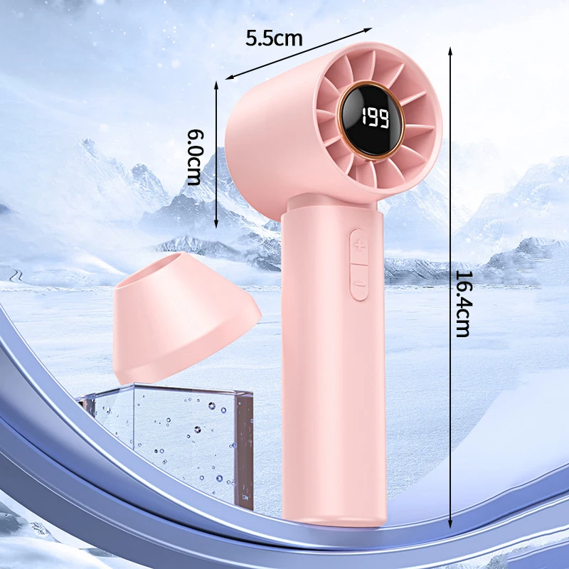 Mini ventilador turbo MDUG recargable por USB con pantalla LED