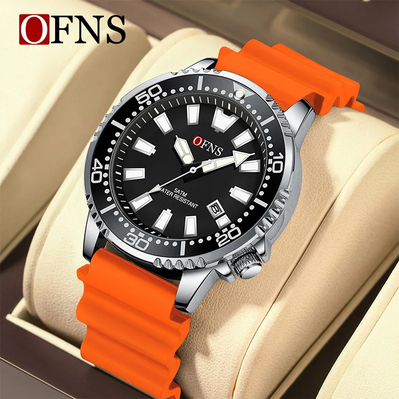 Reloj De Cuarzo Elegante Para Hombre (naranja) Con Fecha Y Pantalla Luminosa, Resistente Al Agua Hasta 50 Metros.