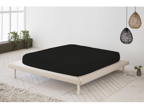 Sábana Bajera Ajustable Lisa BOHEME Liso Negro (Cama 160 cm - 160x200 cm)