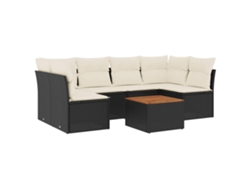 Maison Exclusive - Set De Comedor De Jardín 7 Pzas Y Cojines Ratán Sintético Negro