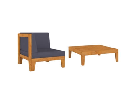 Muebles de jardín 2 piezas con cojines madera maciza de acacia 68,5 x 68,5 x 24 cm MAISON EXCLUSIVE