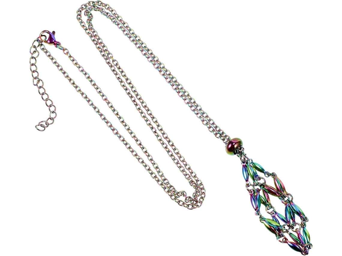 Collar De Cristal Con Jaula De Acero Inoxidable, Colgante Y Soporte Para Piedra, Cadena Ajustable.