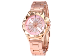 Reloj De Pulsera De Acero Unisex Para Parejas Con Dial Redondo Cuarzo (rosa)