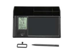 Caja de almacenamiento multifuncional con calendario electrónico, tableta de escritura LCD, termómetro e higrómetro para el hogar y la oficina Kofihety