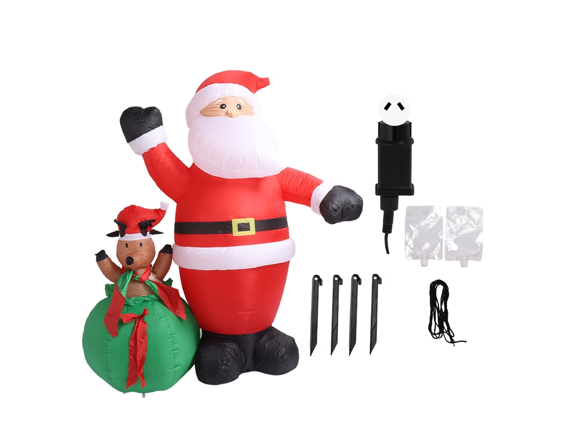 Decoración Navideña Inflable De 1,9 M Con Papá Noel Y Reno, Luz Led, Resistente Al Agua Ip44, Enchufe Australiano.