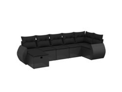 Maison Exclusive - Set De Comedor De Jardín 7 Pzas Y Cojines Ratán Sintético Negro