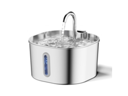 Dispensador de agua para mascotas, botella rectangular de acero inoxidable 304 de 2,2 L con ventana, filtro silencioso y conexión USB para gatos y perros.