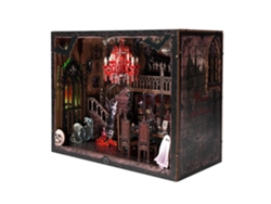 Juego De Estantería De Madera Dark Family, 155 Piezas, Con Luces Led Y Cubierta Antipolvo.