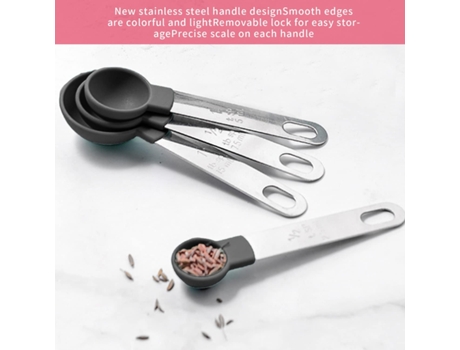 Juego de Taza y Cuchara Medidoras, 8 Piezas Cucharas Medidoras Clásicas de Acero Inoxidable con Cabezal de Plástico para Ingredientes Secos y CHRON...