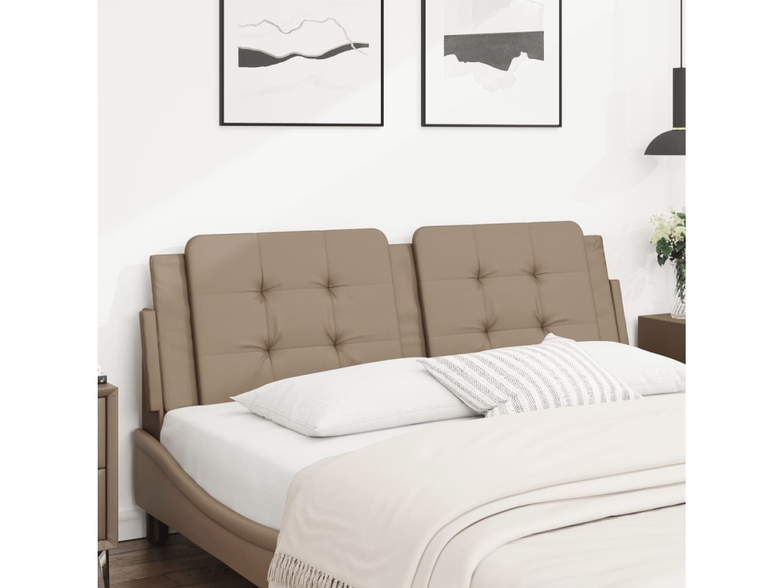 Cabecero De Cama Acolchado Cuero Sintético Capuchino 160 Cm
