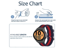 Pulseira De Lona Para Smartwatch, Compatível Com Watch 4 (40 Mm, 44 Mm) E Watch 4 Classic (46 Mm, 42 Mm), Com 3 Listras Nas Cores Azul E Vermelha.