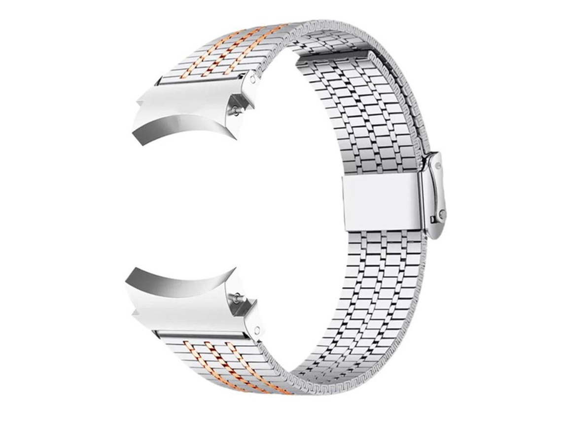 Pulsera de acero inoxidable para Samsung Galaxy Watch 7/6/5/4 con hebilla, siete cuentas, FWINL
