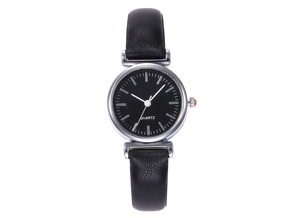 Reloj De Pulsera Analógico Vansvar Para Mujer, Sencillo, Correa De Pu, Movimiento De Cuarzo, Negro.
