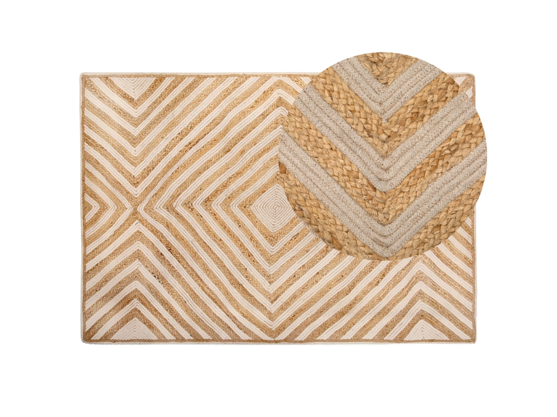 Alfombra de pelo corto BELIANI Pirli de Algodón, Yute Beige 140x200
